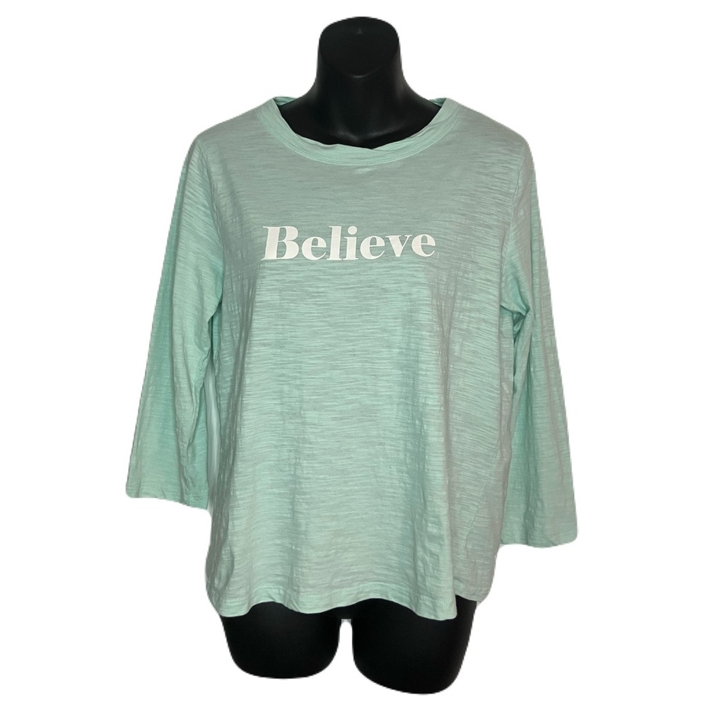 St. John's Bay Light Green 'Believe' Long Sleeve Tee